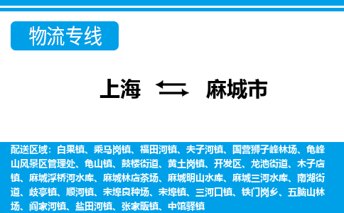 上海到麻城市物流公司-专业团队/提供包车运输服务