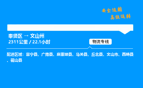 奉贤区到文山州物流公司-货运专线高效运输「多少一方」