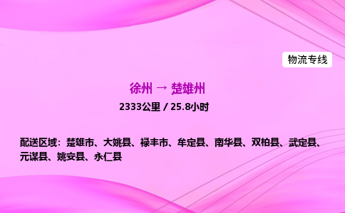 徐州到楚雄州物流公司